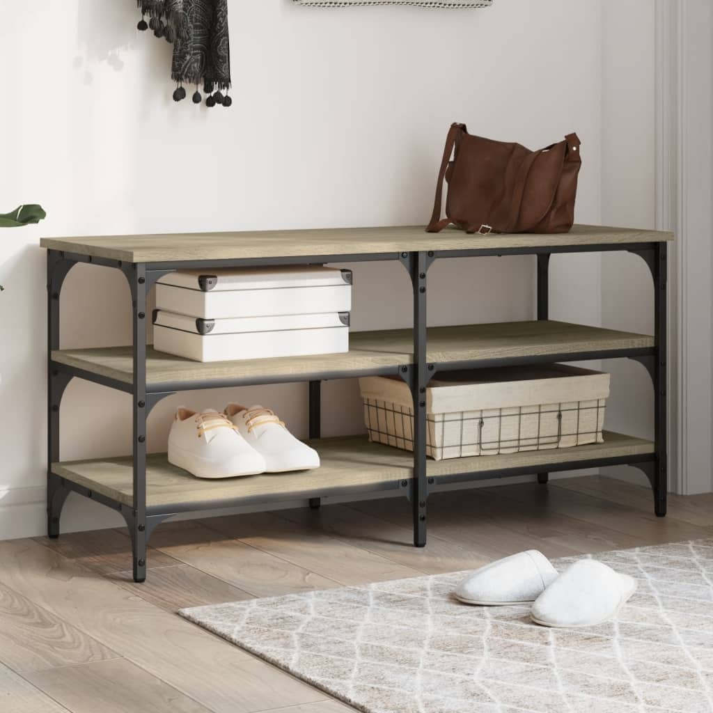 VidaXL Schoenenbankje 100x38,5x49 cm bewerkt hout sonoma eikenkleurig