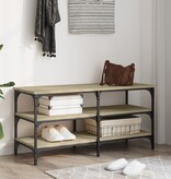 VidaXL Schoenenbankje 100x38,5x49 cm bewerkt hout sonoma eikenkleurig