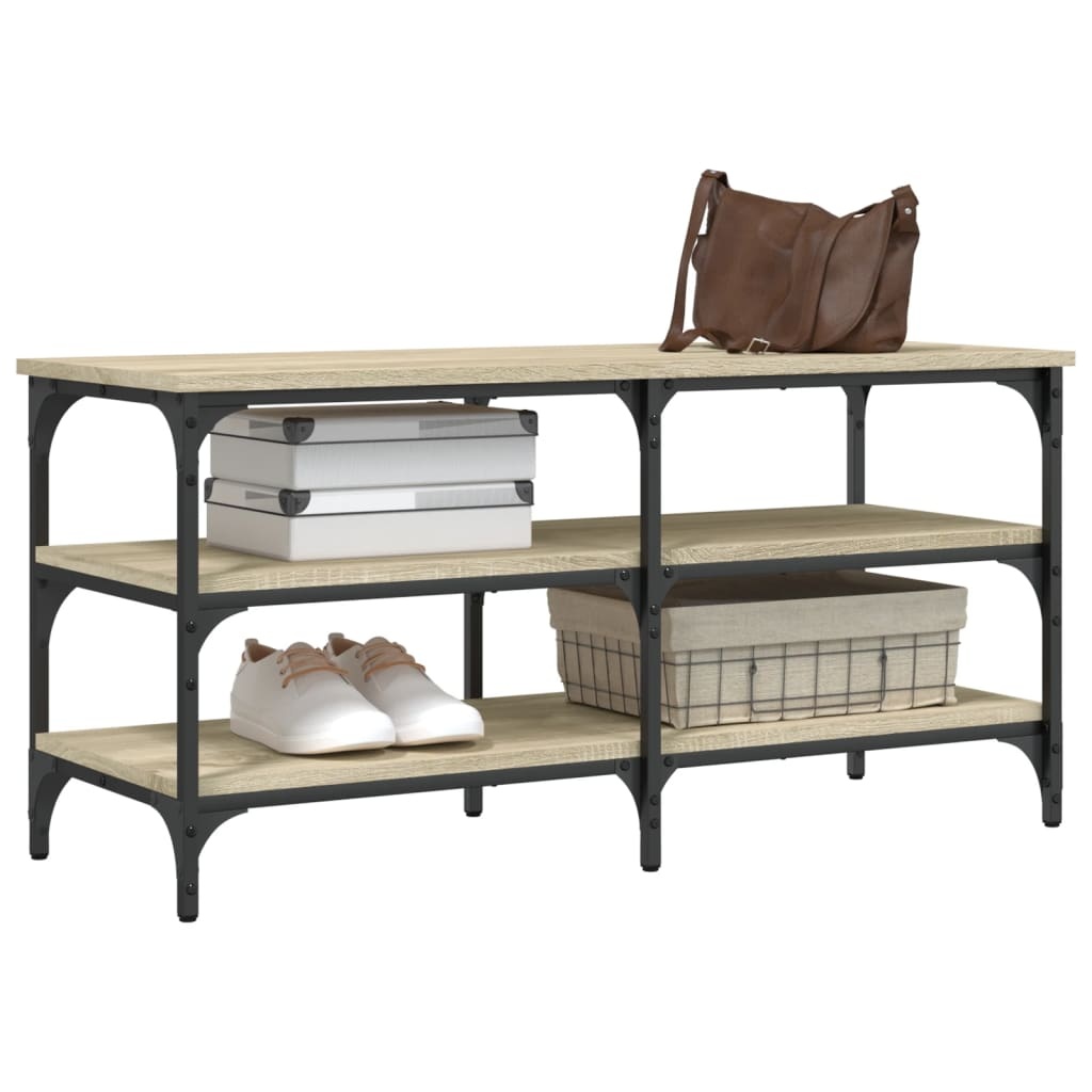 VidaXL Schoenenbankje 100x38,5x49 cm bewerkt hout sonoma eikenkleurig