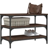 VidaXL Schoenenbankje 70x38,5x49 cm bewerkt hout bruineikenkleurig
