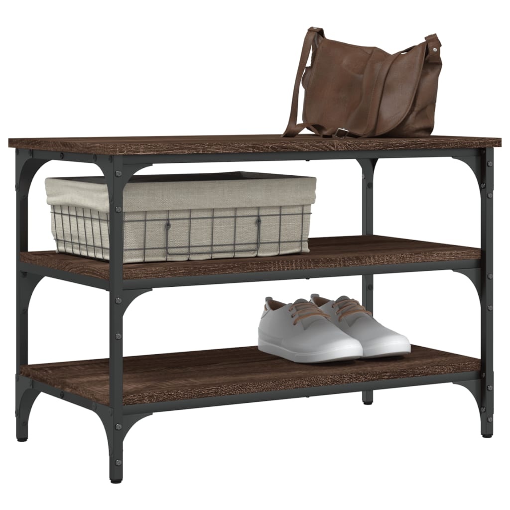 VidaXL Schoenenbankje 70x38,5x49 cm bewerkt hout bruineikenkleurig