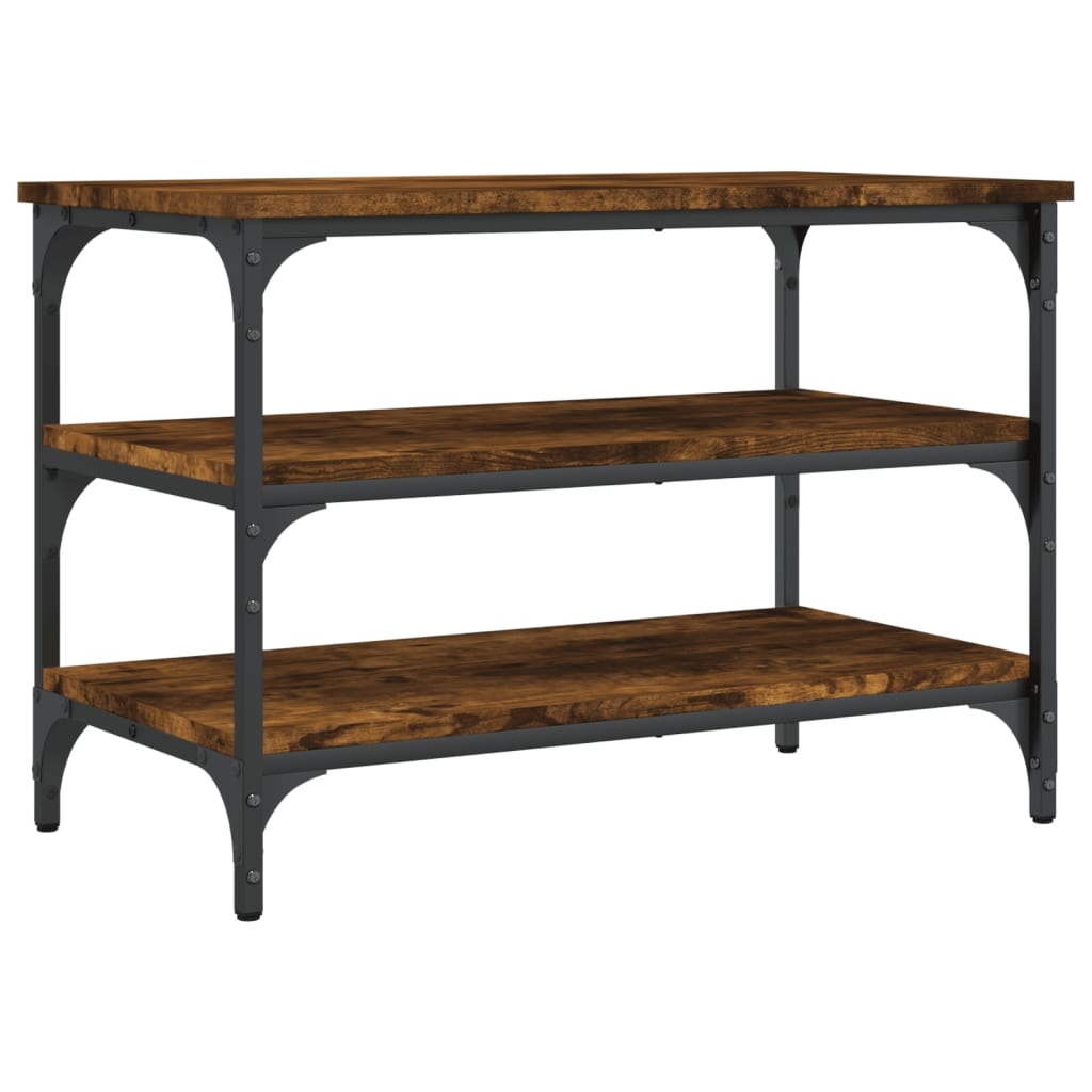 VidaXL Schoenenbankje 70x38,5x49 cm bewerkt hout gerookt eikenkleurig