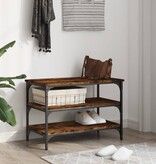 VidaXL Schoenenbankje 70x38,5x49 cm bewerkt hout gerookt eikenkleurig