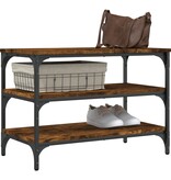 VidaXL Schoenenbankje 70x38,5x49 cm bewerkt hout gerookt eikenkleurig