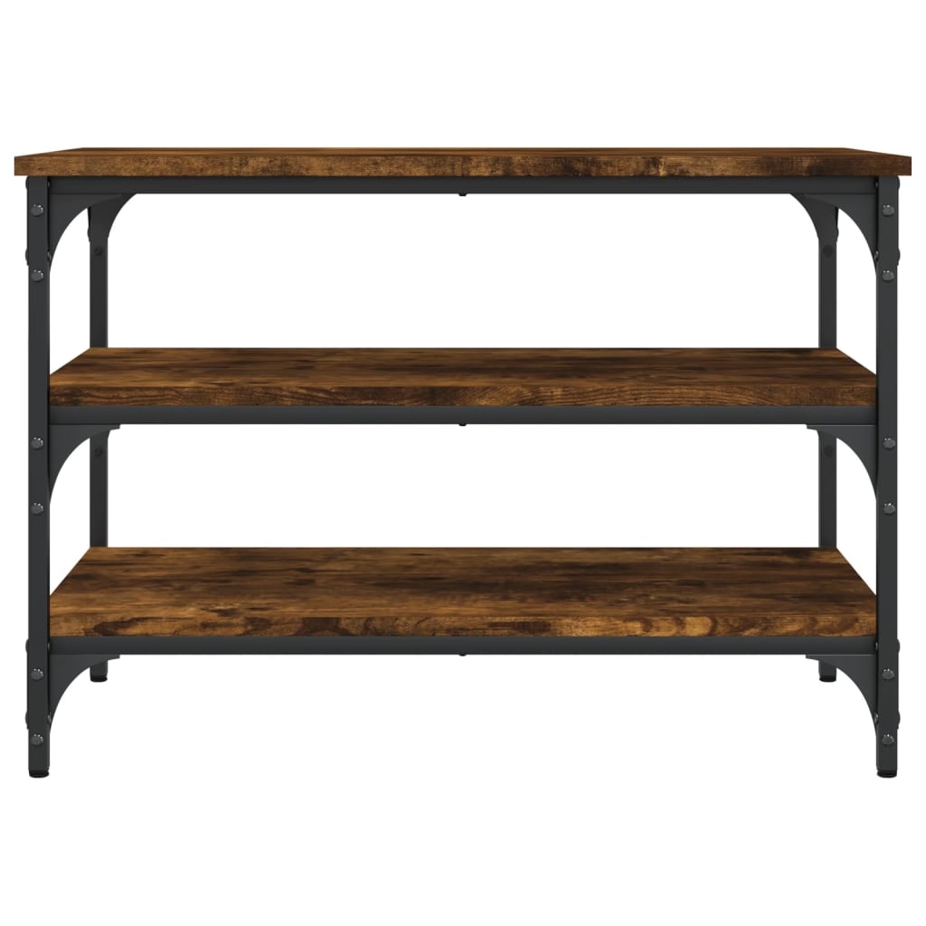 VidaXL Schoenenbankje 70x38,5x49 cm bewerkt hout gerookt eikenkleurig