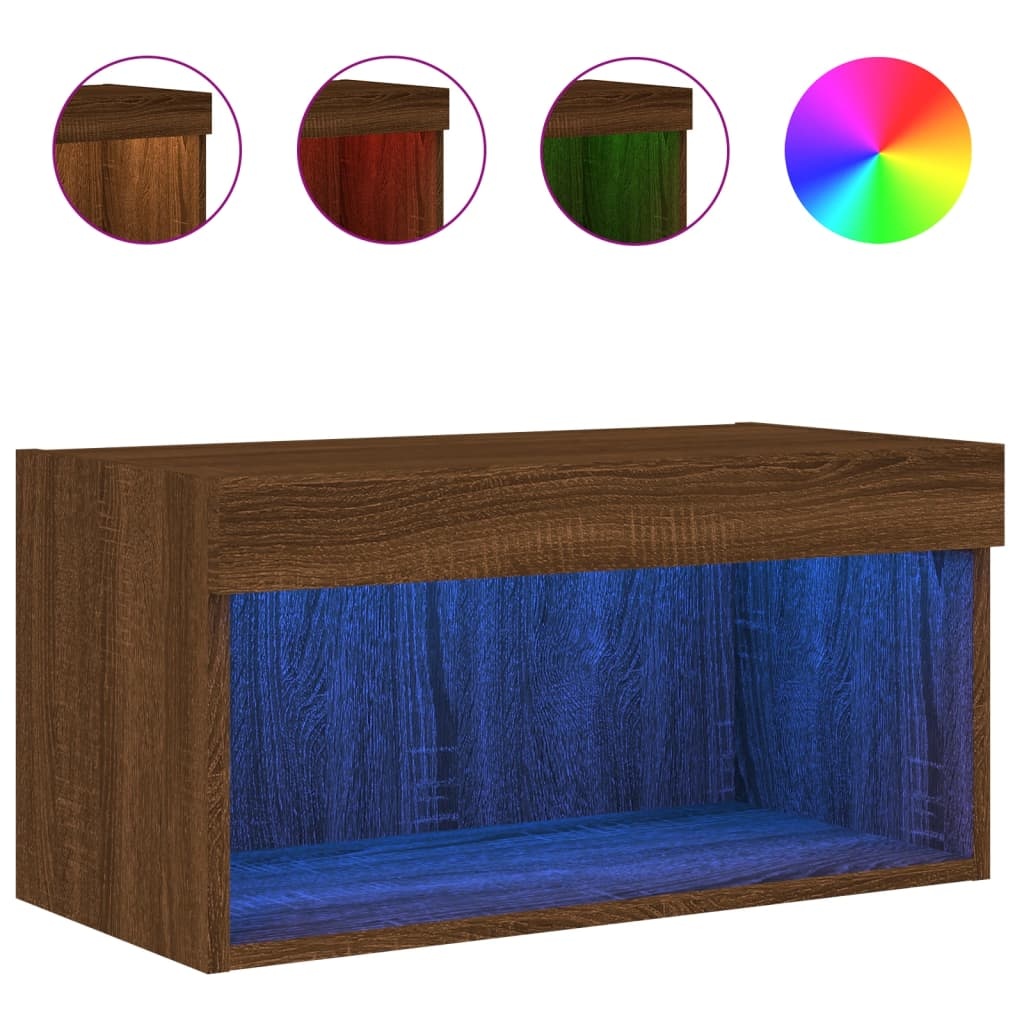 VidaXL Tv-meubel met LED-verlichting 60x30x30 cm bruineikenkleurig