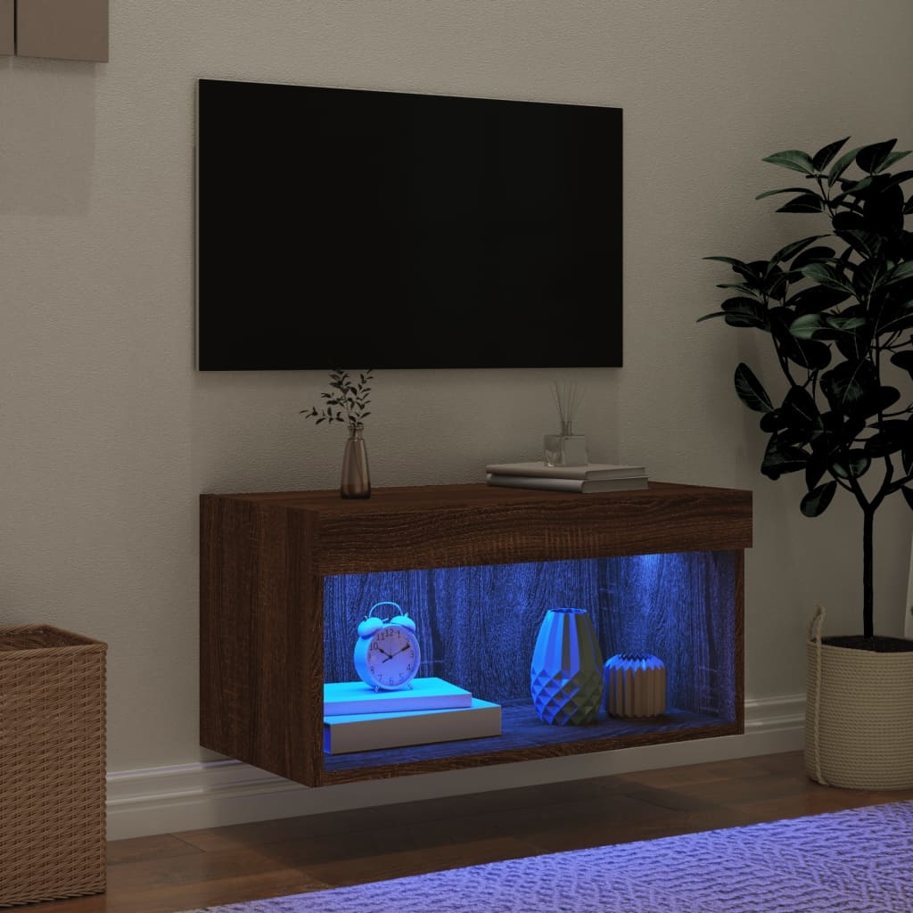 VidaXL Tv-meubel met LED-verlichting 60x30x30 cm bruineikenkleurig