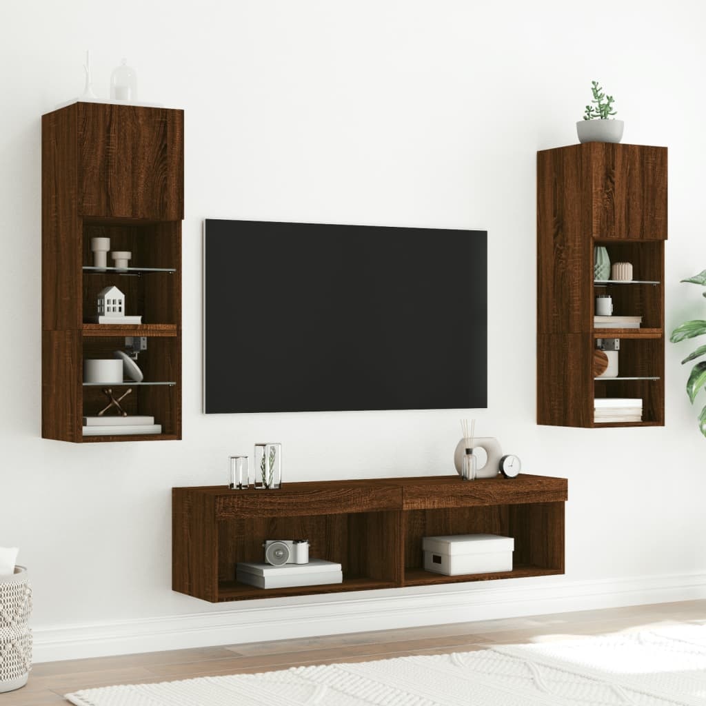 VidaXL Tv-meubel met LED-verlichting 60x30x30 cm bruineikenkleurig