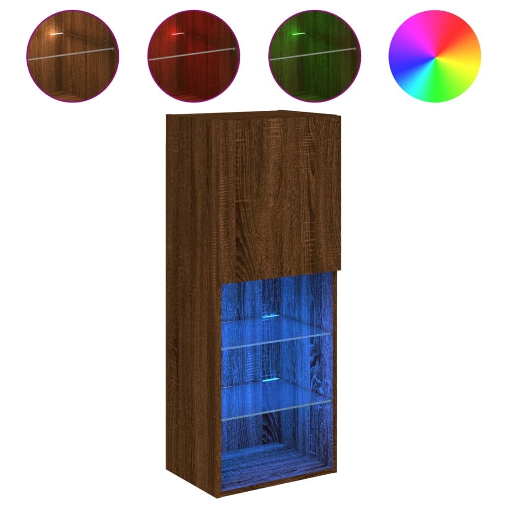 VidaXL Tv-meubel met LED-verlichting 40,5x30x102 cm bruineikenkleurig