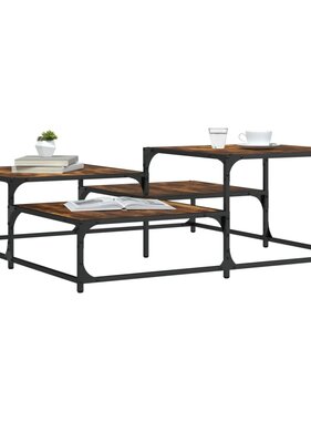 VidaXL Salontafel 107x107x40 cm bewerkt hout gerookt eikenkleurig