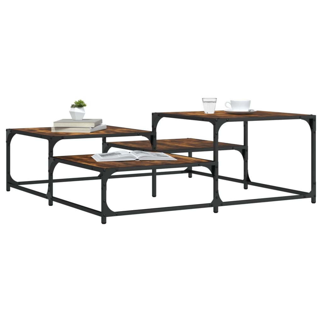 VidaXL Salontafel 107x107x40 cm bewerkt hout gerookt eikenkleurig