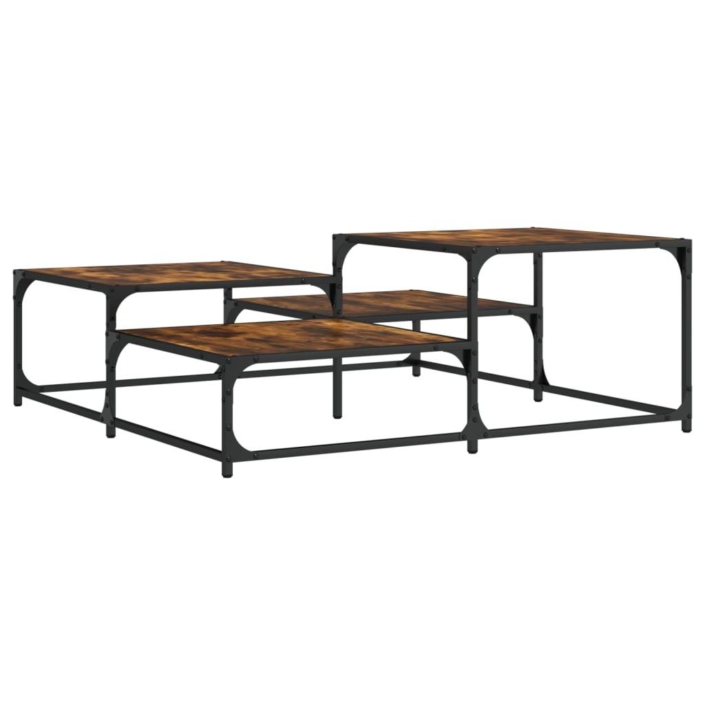 VidaXL Salontafel 107x107x40 cm bewerkt hout gerookt eikenkleurig