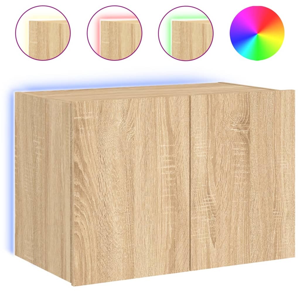 VidaXL Tv-wandmeubel met LED-verlichting 60x35x41 cm sonoma eikenkleur