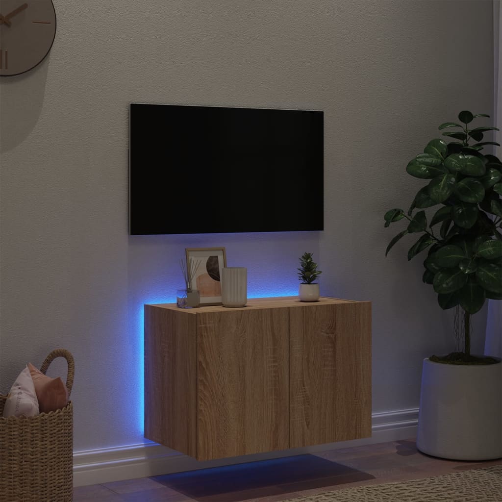 VidaXL Tv-wandmeubel met LED-verlichting 60x35x41 cm sonoma eikenkleur