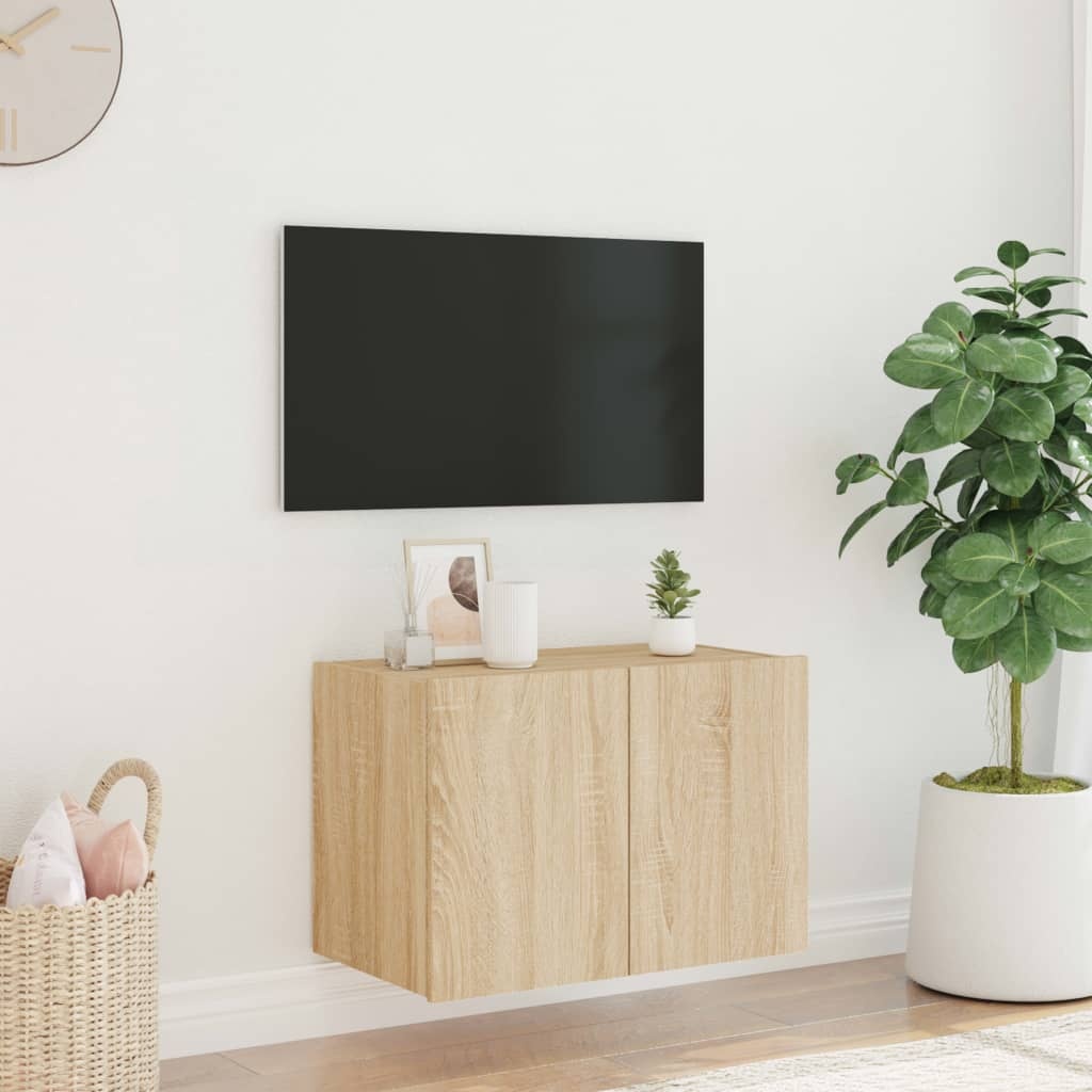 VidaXL Tv-wandmeubel met LED-verlichting 60x35x41 cm sonoma eikenkleur