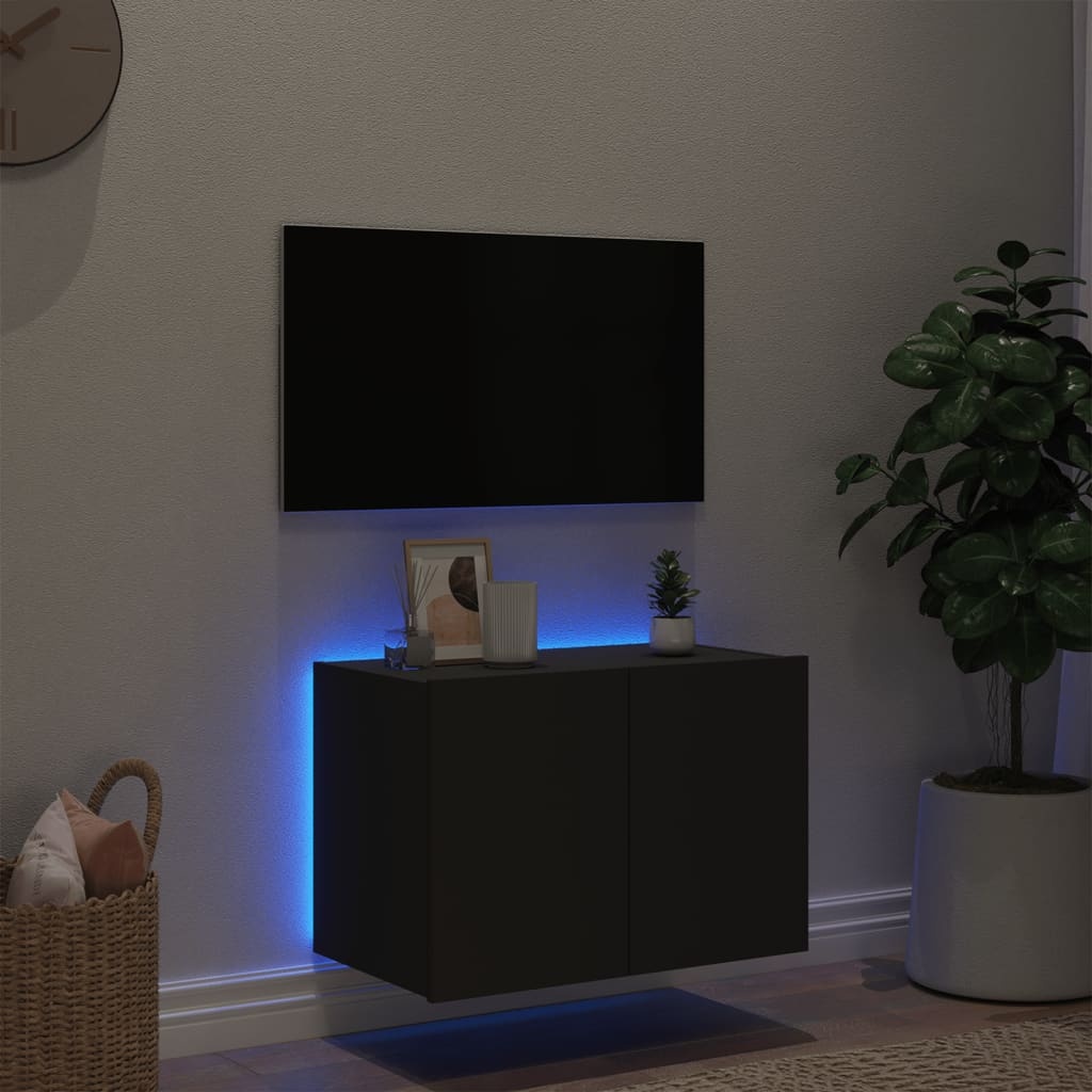 VidaXL Tv-wandmeubel met LED-verlichting 60x35x41 cm zwart