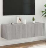 VidaXL Tv-wandmeubel met LED-verlichting 100x35x31 cm grijs sonoma