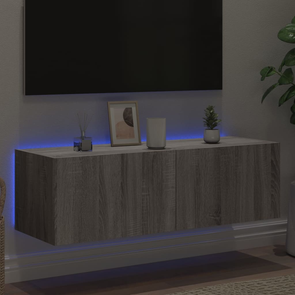 VidaXL Tv-wandmeubel met LED-verlichting 100x35x31 cm grijs sonoma