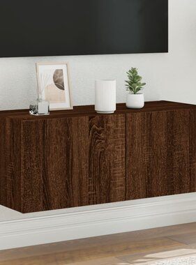 VidaXL Tv-wandmeubel met LED-verlichting 80x35x31 cm bruineikenkleurig