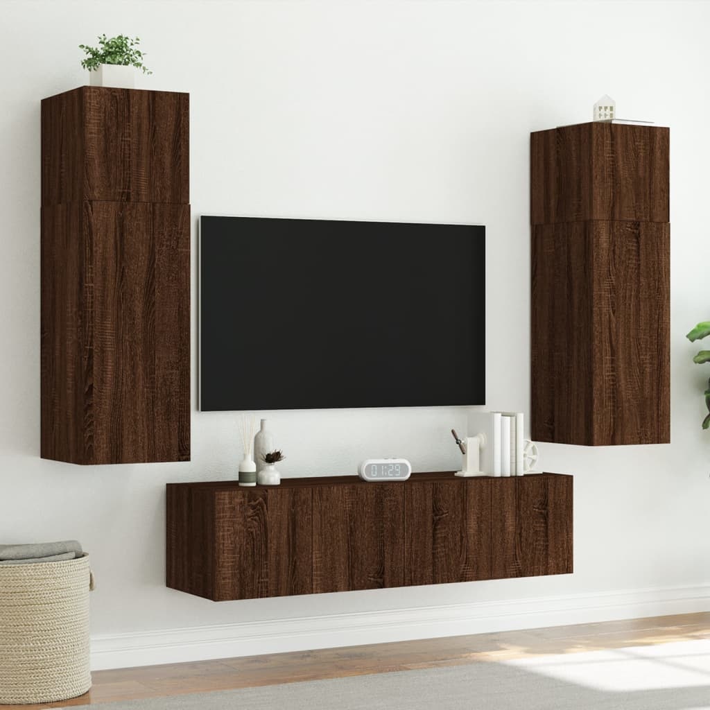 VidaXL Tv-wandmeubel met LED-verlichting 80x35x31 cm bruineikenkleurig