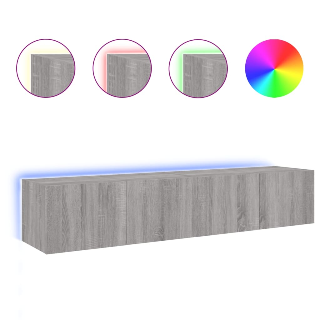 VidaXL Tv-wandmeubels met LED 2 st 80x35x31 cm grijs sonoma