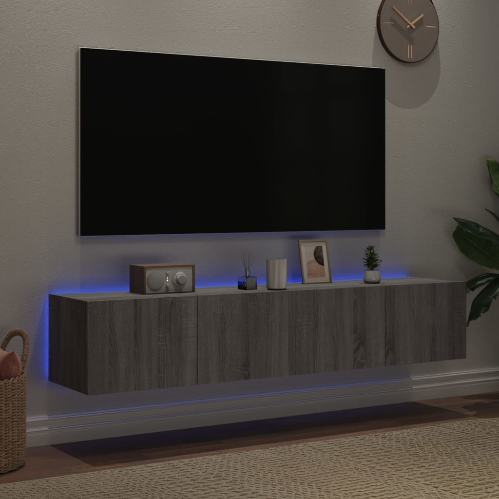 VidaXL Tv-wandmeubels met LED 2 st 80x35x31 cm grijs sonoma