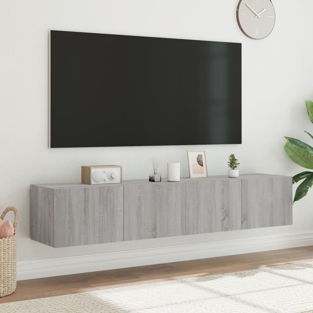 VidaXL Tv-wandmeubels met LED 2 st 80x35x31 cm grijs sonoma
