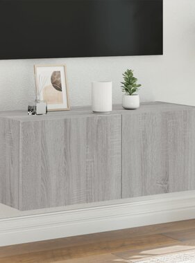 VidaXL Tv-wandmeubel met LED-verlichting 80x35x31 cm grijs sonoma