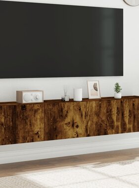 VidaXL Tv-wandmeubels met LED 2 st 80x35x31 cm gerookt eikenkleurig