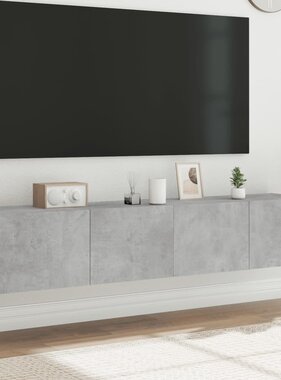 VidaXL Tv-wandmeubels met LED-verlichting 2 st 80x35x31 cm betongrijs