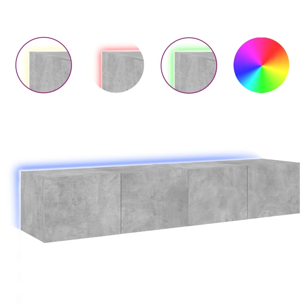 VidaXL Tv-wandmeubels met LED-verlichting 2 st 80x35x31 cm betongrijs