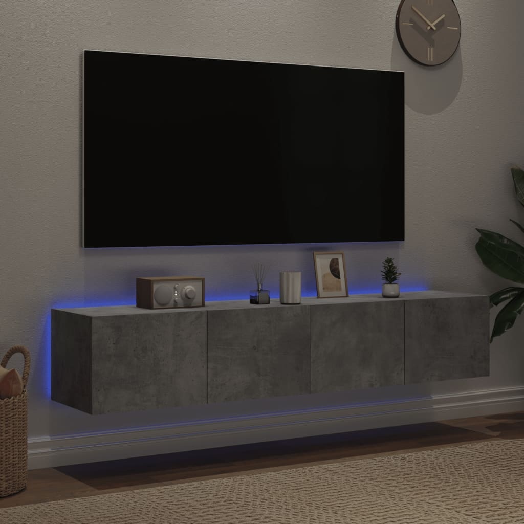 vidaXL Tv-wandmeubels met LED-verlichting 2 st 80x35x31 cm betongrijs