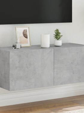 VidaXL Tv-wandmeubel met LED-verlichting 80x35x31 cm betongrijs