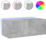 VidaXL Tv-wandmeubel met LED-verlichting 80x35x31 cm betongrijs