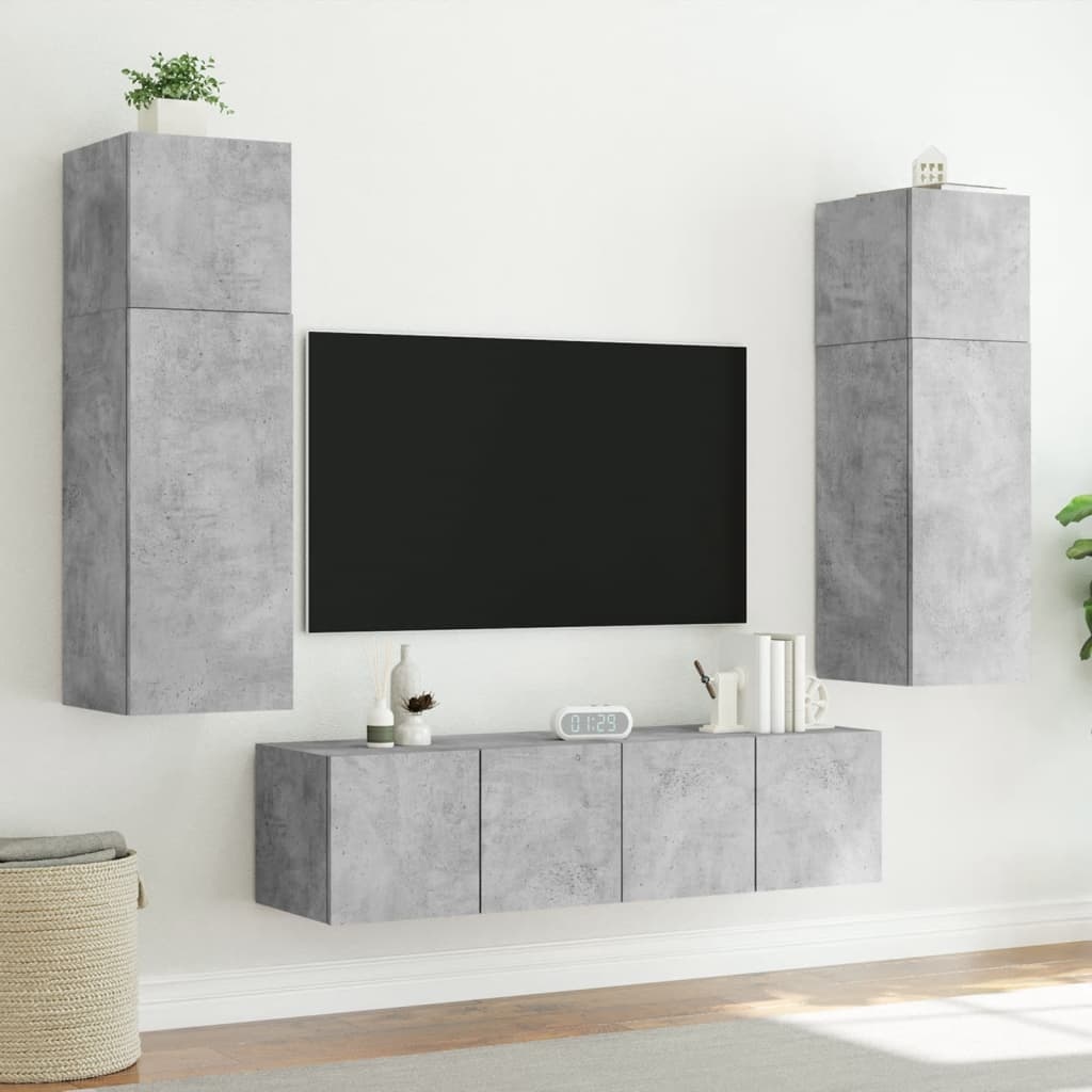 VidaXL Tv-wandmeubel met LED-verlichting 80x35x31 cm betongrijs