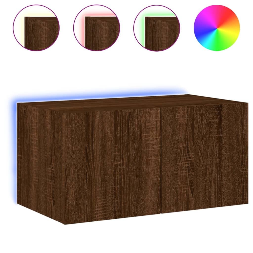 VidaXL Tv-wandmeubel met LED-verlichting 60x35x31 cm bruineikenkleurig