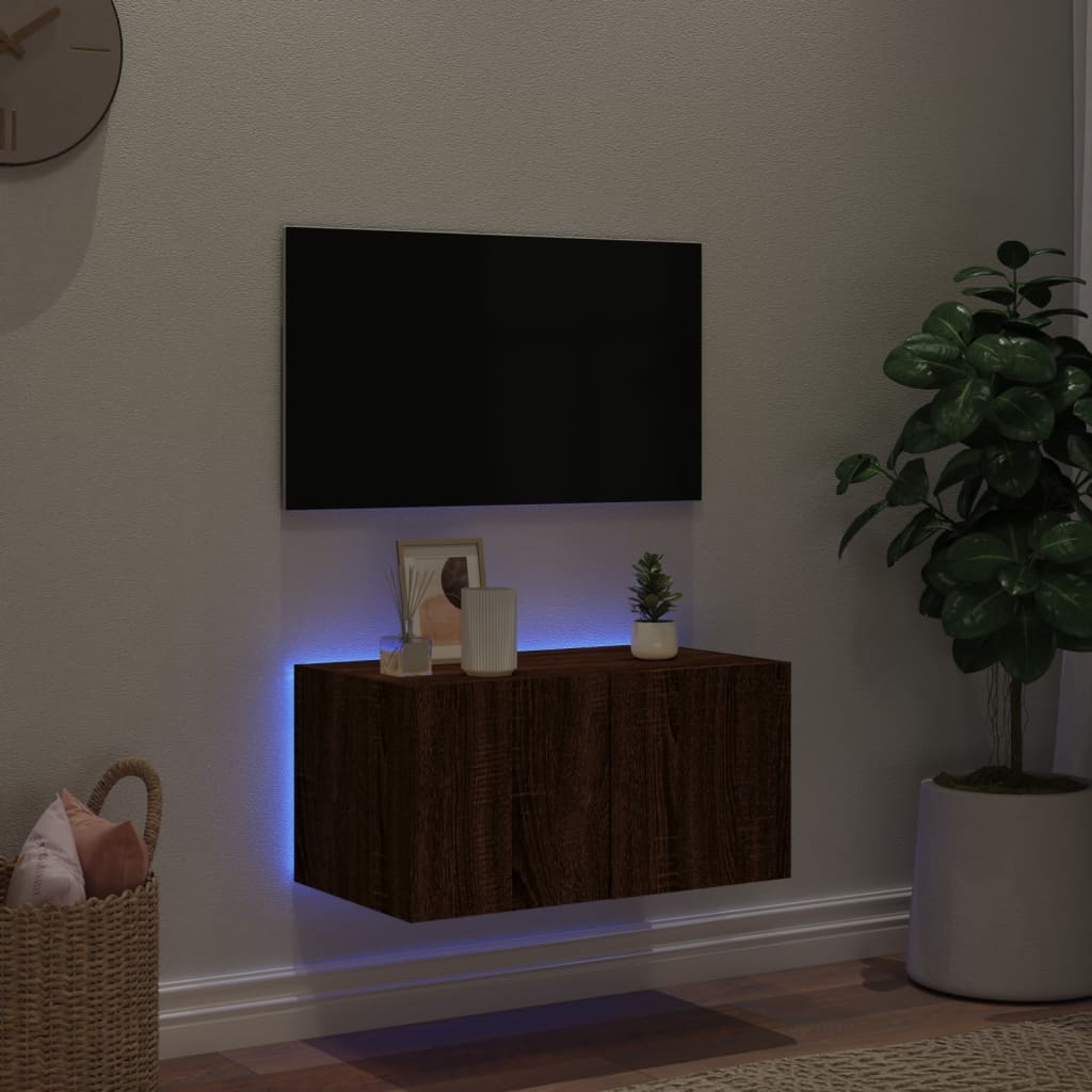 VidaXL Tv-wandmeubel met LED-verlichting 60x35x31 cm bruineikenkleurig