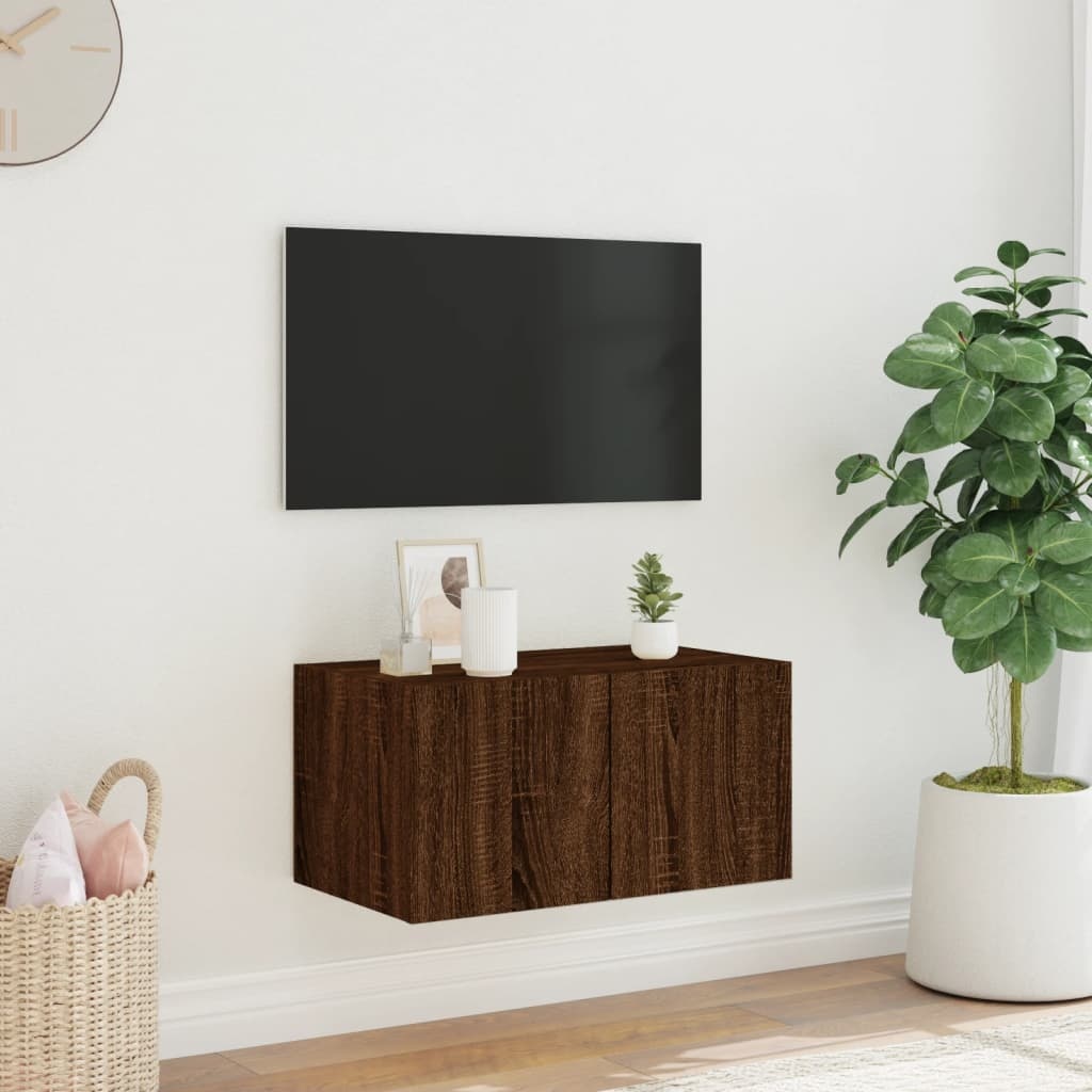 VidaXL Tv-wandmeubel met LED-verlichting 60x35x31 cm bruineikenkleurig