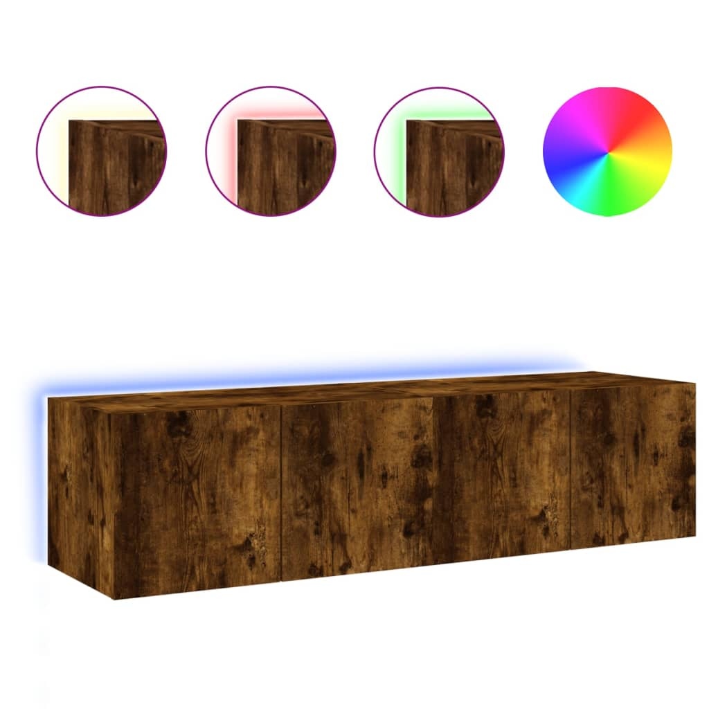 VidaXL Tv-wandmeubelen met LED 2 st 60x35x31 cm gerookt eikenkleurig