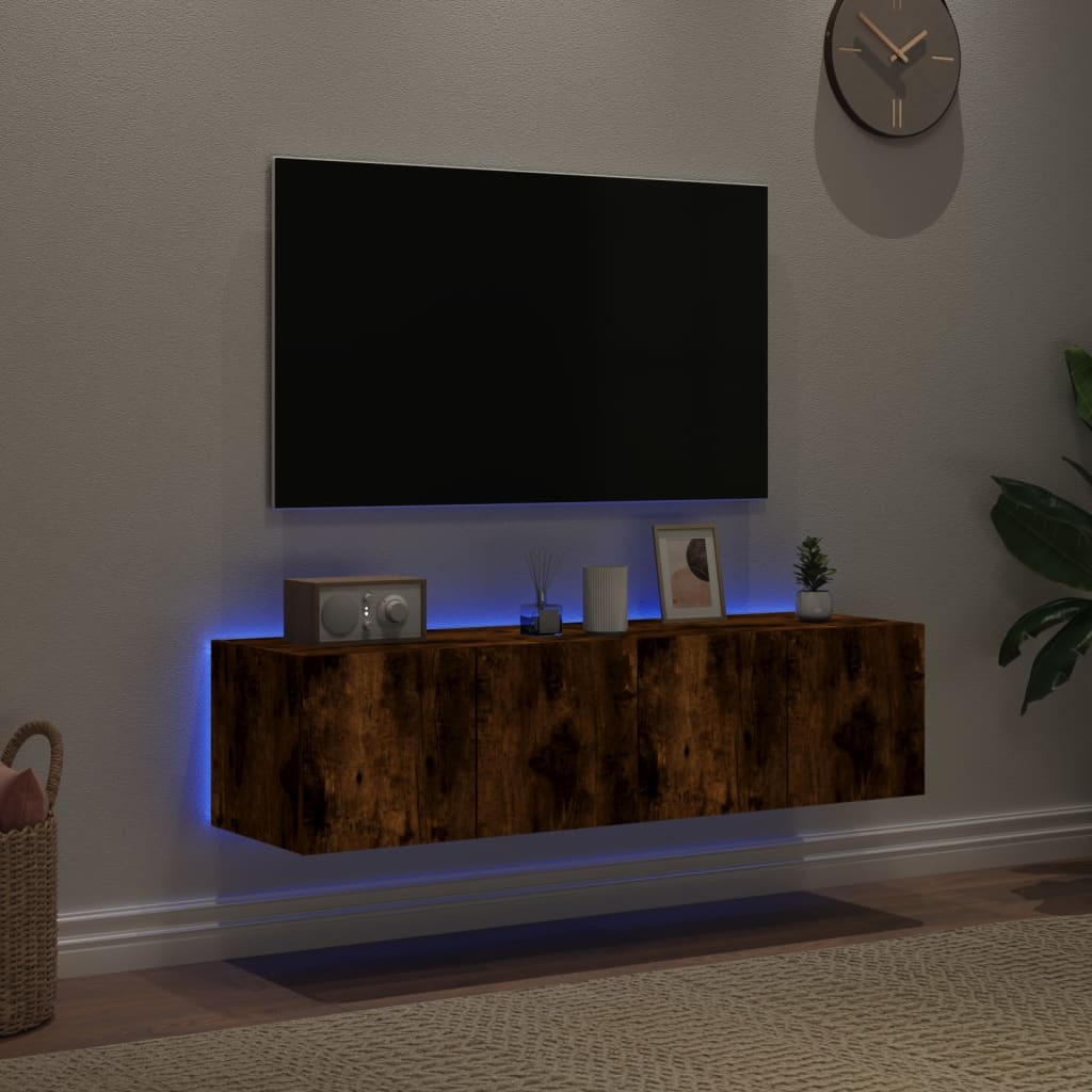 VidaXL Tv-wandmeubelen met LED 2 st 60x35x31 cm gerookt eikenkleurig
