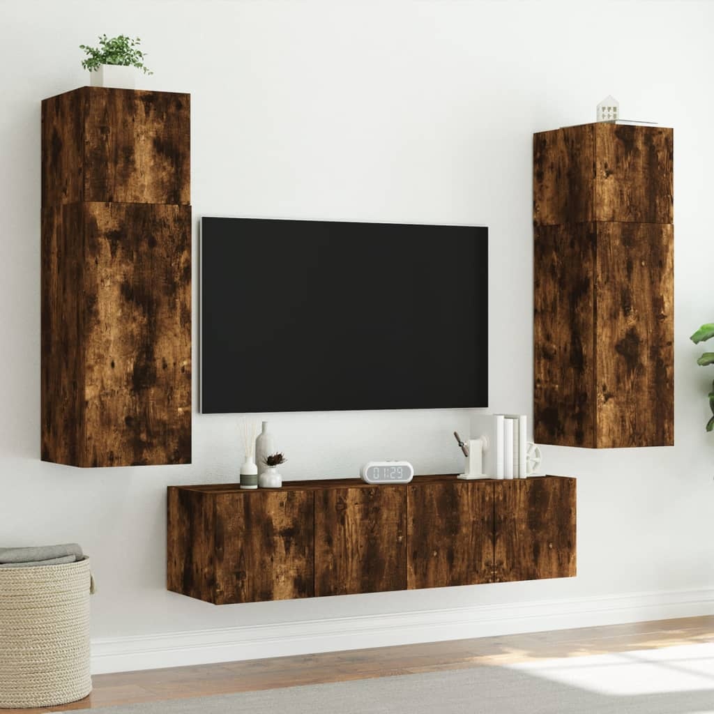 VidaXL Tv-wandmeubelen met LED 2 st 60x35x31 cm gerookt eikenkleurig