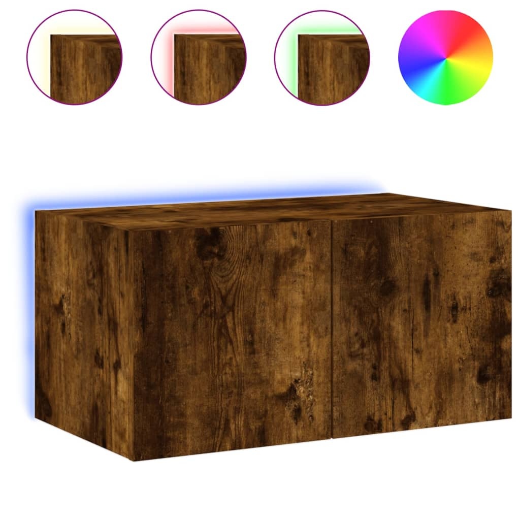 VidaXL Tv-wandmeubel met LED-verlichting 60x35x31 cm gerookt eiken