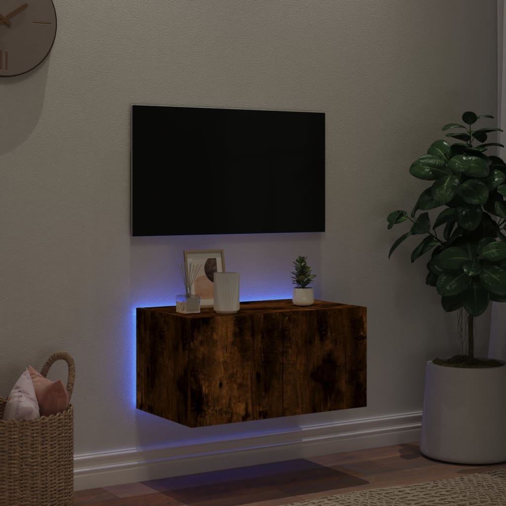 VidaXL Tv-wandmeubel met LED-verlichting 60x35x31 cm gerookt eiken