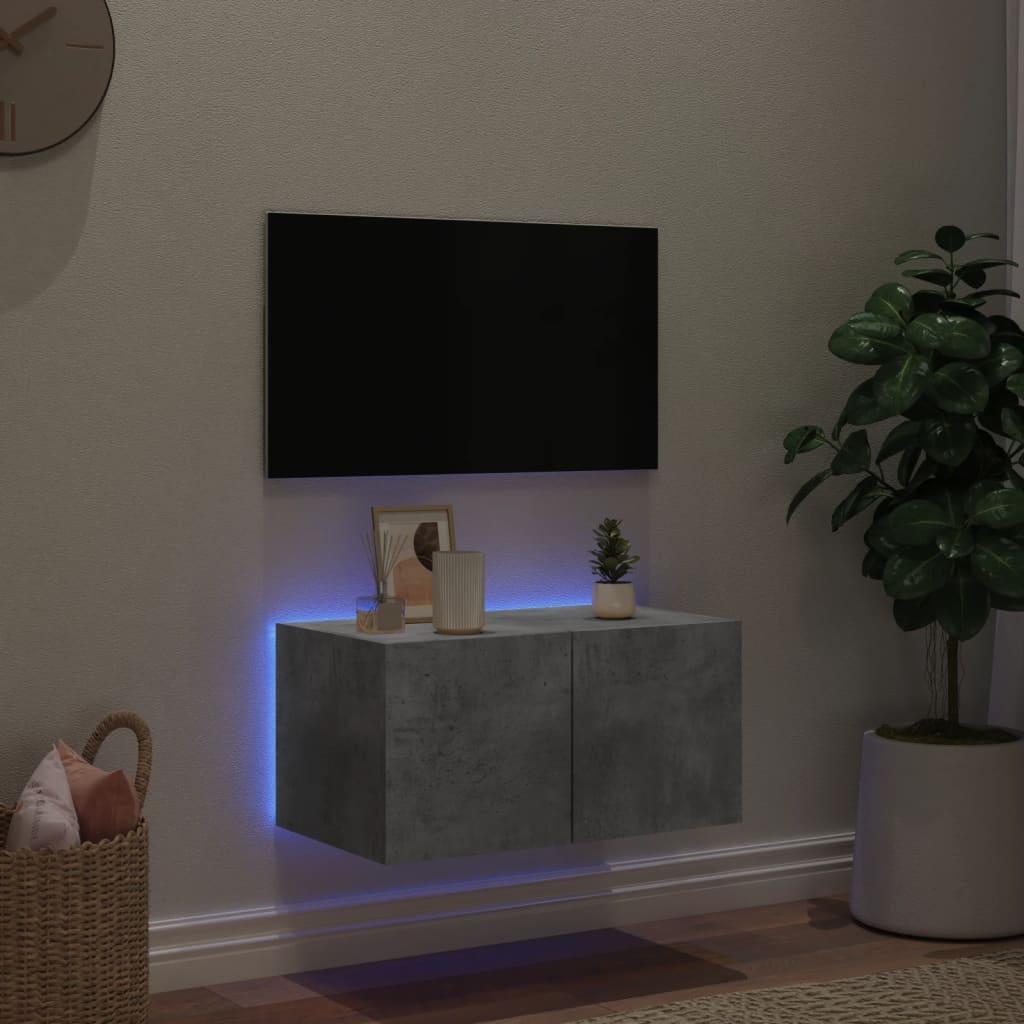 VidaXL Tv-wandmeubel met LED-verlichting 60x35x31 cm betongrijs