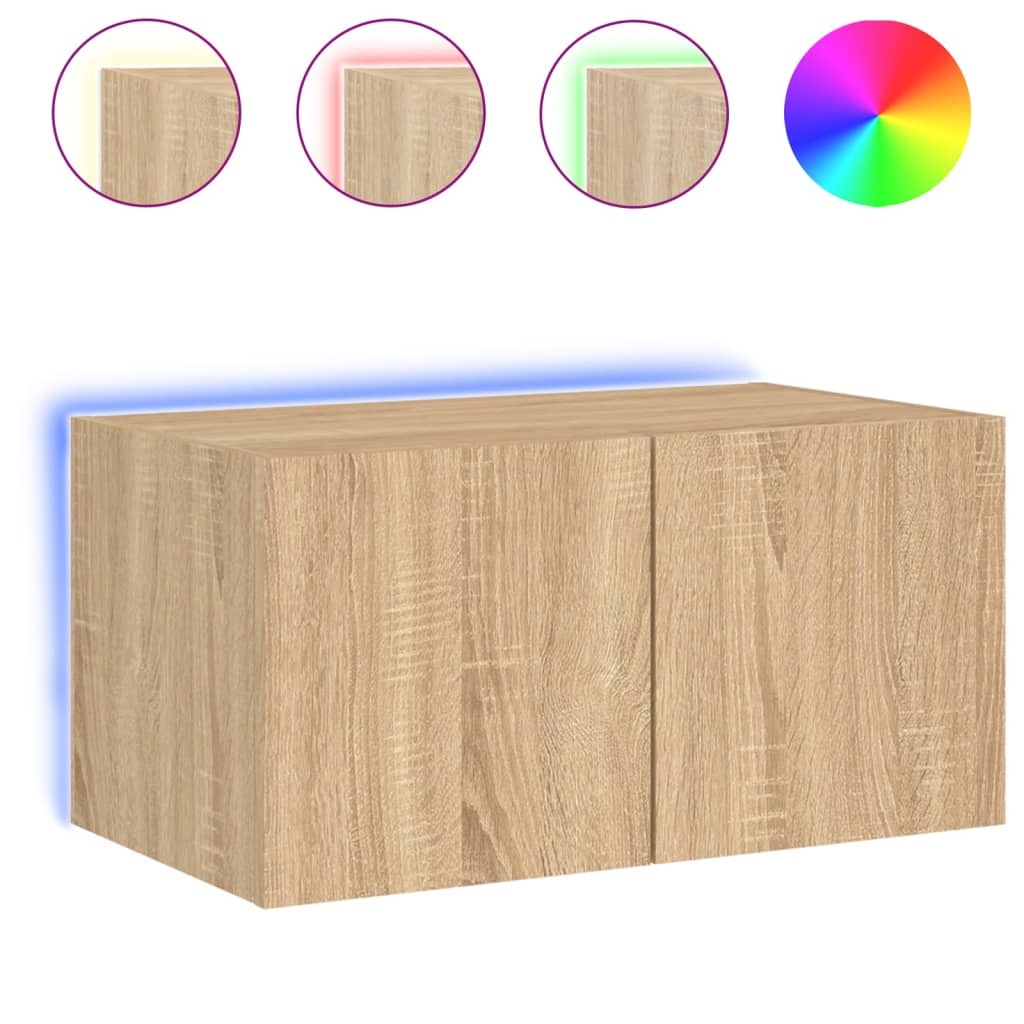 VidaXL Tv-wandmeubel met LED-verlichting 60x35x31 cm sonoma eikenkleur