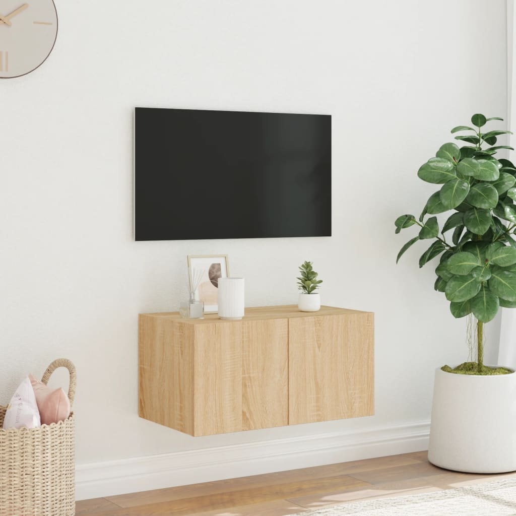 VidaXL Tv-wandmeubel met LED-verlichting 60x35x31 cm sonoma eikenkleur