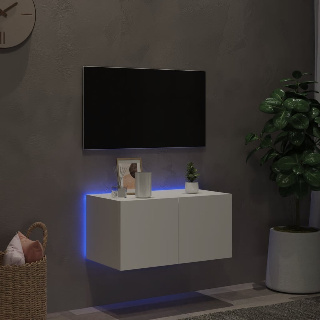 VidaXL Tv-wandmeubel met LED-verlichting 60x35x31 cm wit