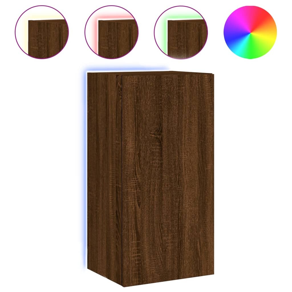 VidaXL Tv-wandmeubel met LED-verlichting 40,5x35x80 cm bruineikenkleur