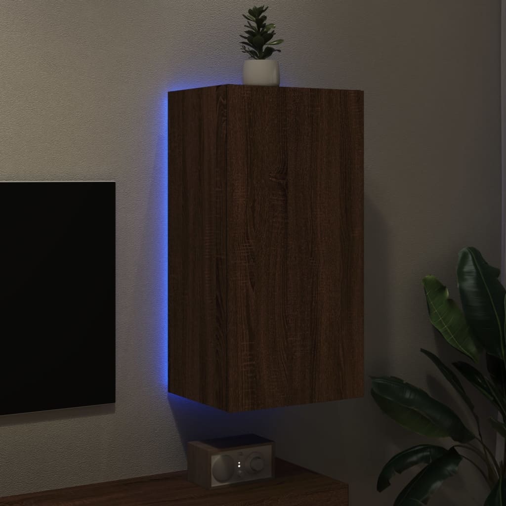 VidaXL Tv-wandmeubel met LED-verlichting 40,5x35x80 cm bruineikenkleur