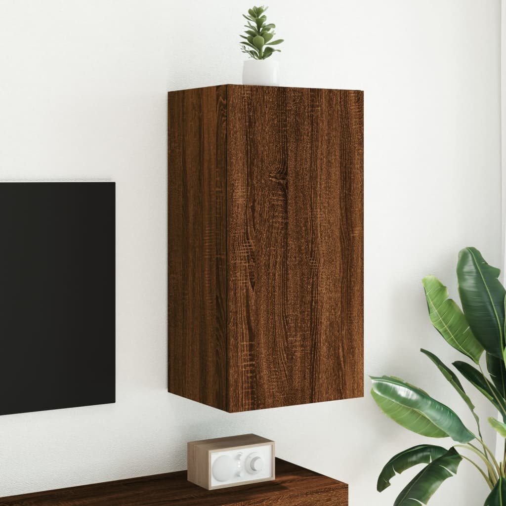 VidaXL Tv-wandmeubel met LED-verlichting 40,5x35x80 cm bruineikenkleur